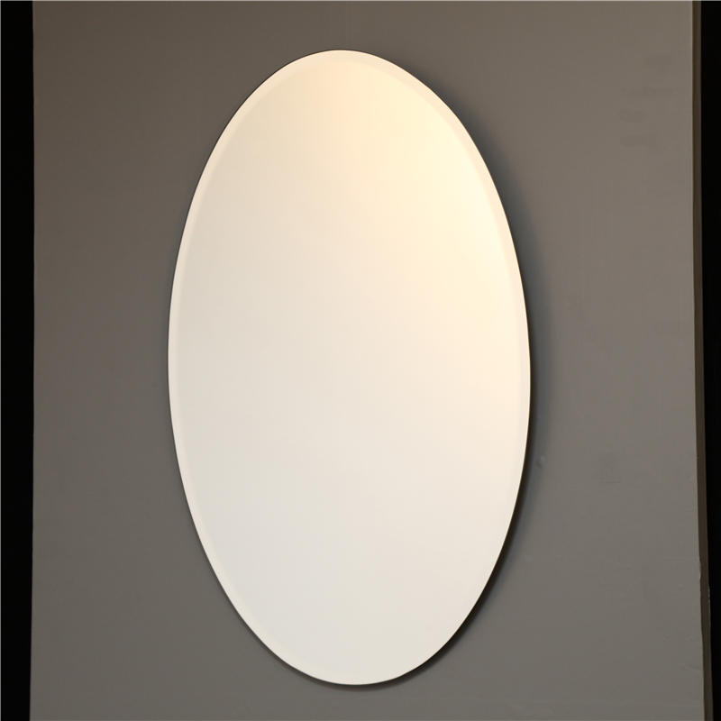 جينغهو معالجة بيضاوية الشكل مشطوف الحائط الفينيل سلامة الحمام مرآة