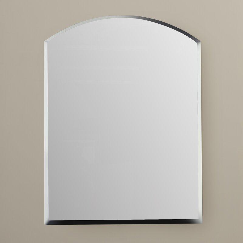 جينغو بدون إطار مشطوف حافة شكل قوس معالجة مرآة حائط الحمام