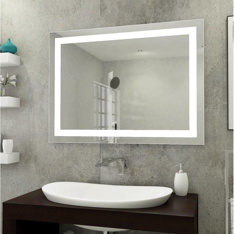 مرآة حمام بإضاءة مستطيلة الشكل بتقنية البلوتوث