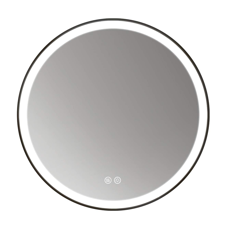 مرآة مستديرة من الألومنيوم مؤطرة مضادة للضباب للحمام مضاءة مع تغيير درجة حرارة اللون