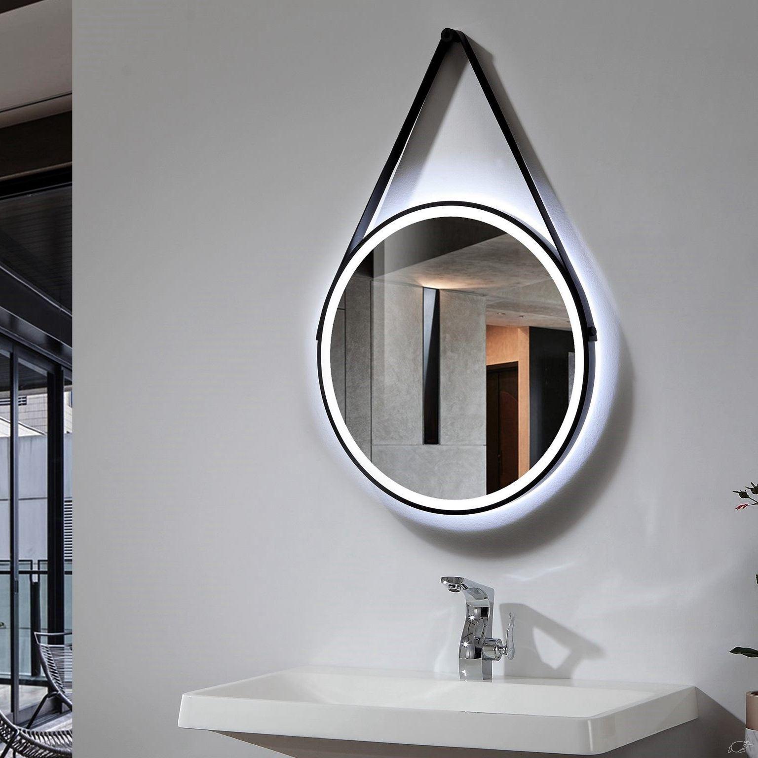 جولة الحديد الألومنيوم مؤطرة الحمام الحائط LED مرآة